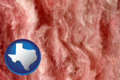 texas map icon and a fiberglass insulation macro photo